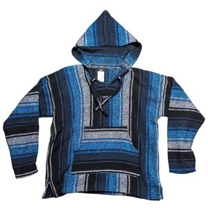 Oland Men's‎ Large Oversized Blue Baja Hoodie Pull Over
